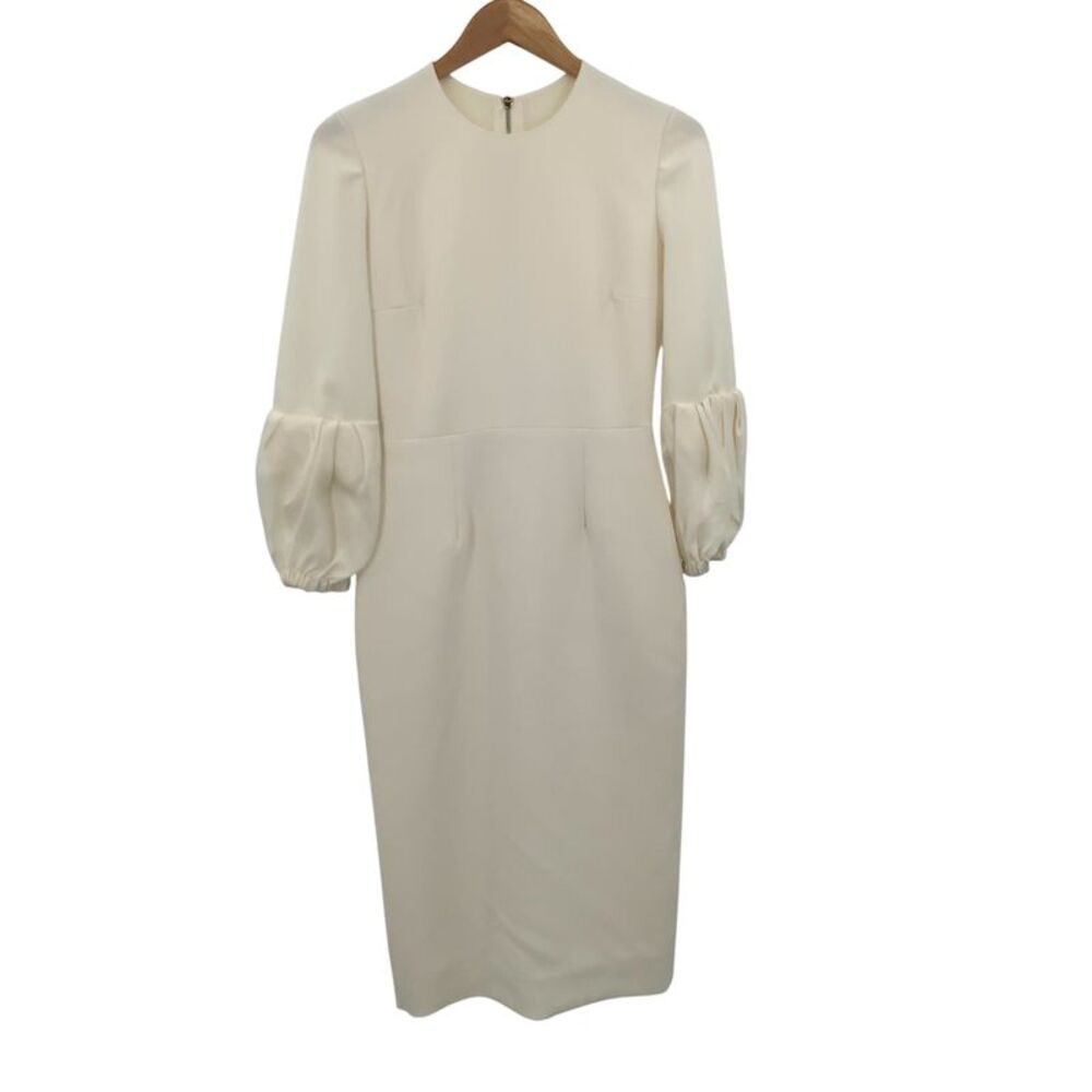 Roksanda Lena Tulle Trimmed Cady Midi Dress Cream 6